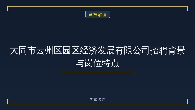大同市云州区园区经济发展有限公司岗位分析 - 大同市国企招聘 - 老黄选岗 - 章节