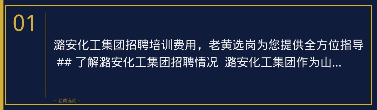 潞安化工集团招聘培训费用，老黄选岗为您提供全方位指导 - 章节