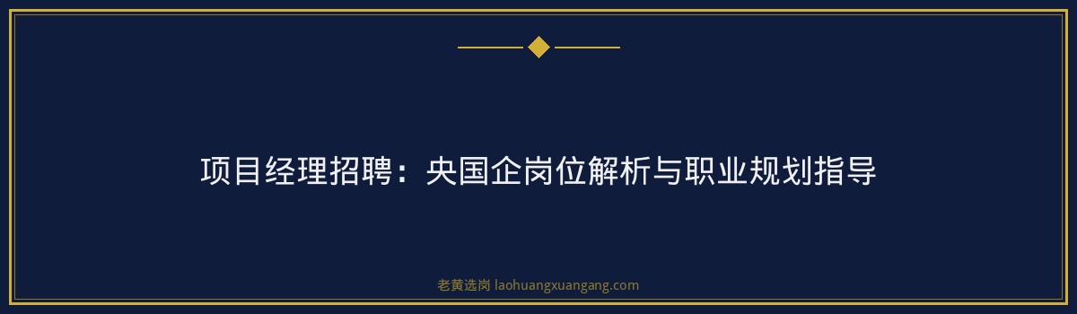 项目经理招聘：央国企岗位解析与职业规划指导 - 要点
