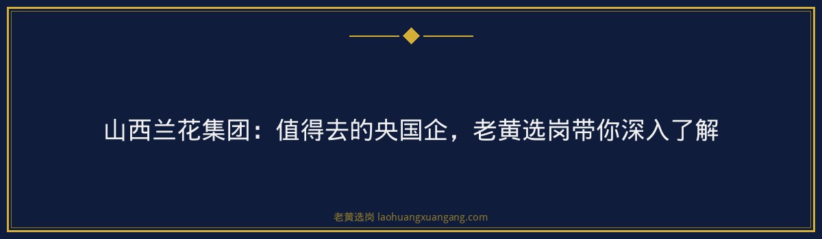 山西兰花集团：值得去的央国企，老黄选岗带你深入了解 - 要点