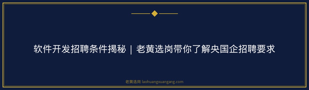 软件开发招聘条件揭秘 | 老黄选岗带你了解央国企招聘要求 - 要点