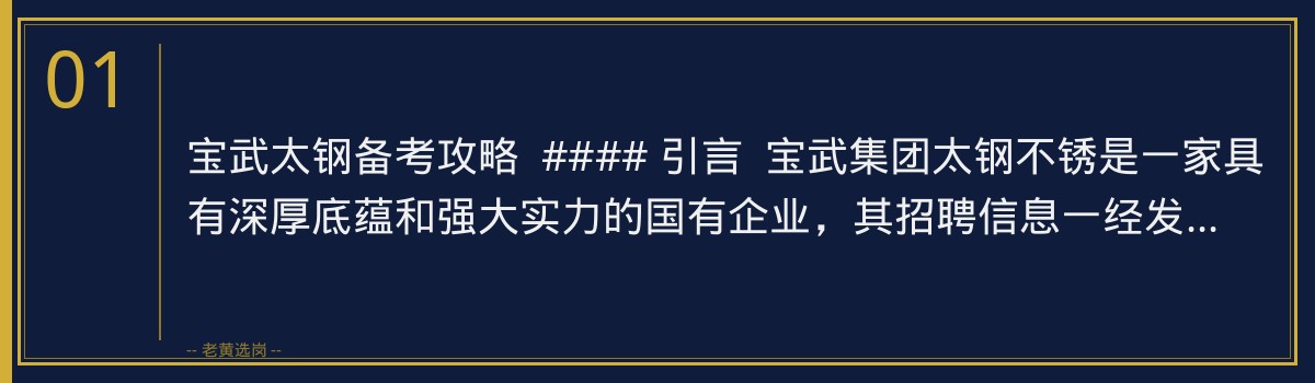 宝武太钢备考攻略：老黄选岗助力求职者成功进入心仪企业 - 章节