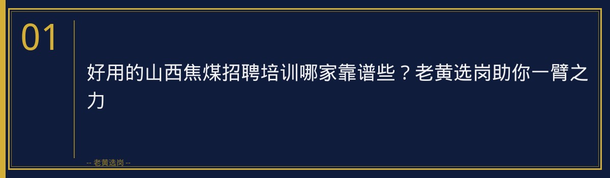 好用的山西焦煤招聘培训哪家靠谱些?老黄选岗助你一臂之力 - 章节