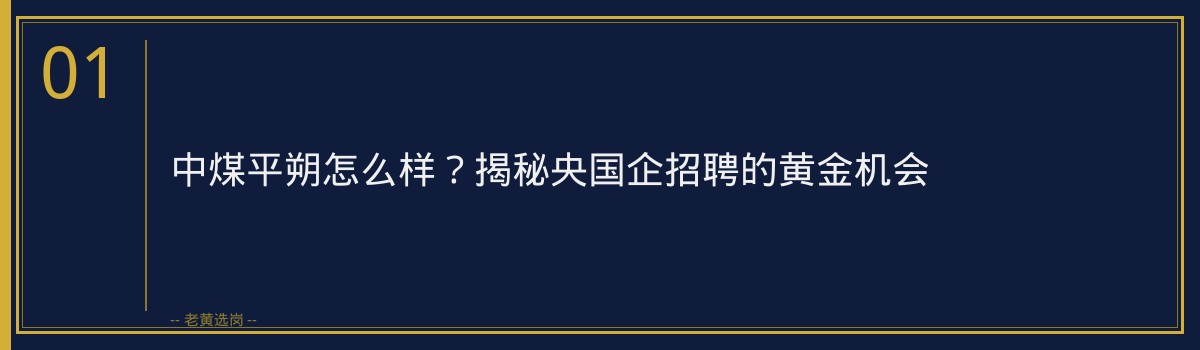 中煤平朔怎么样?揭秘央国企招聘的黄金机会 | 老黄选岗 - 章节