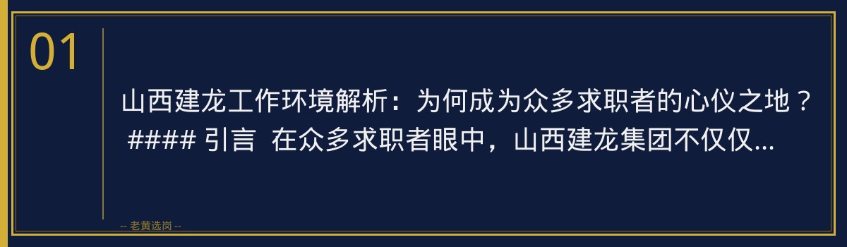 山西建龙工作环境解析:为何成为众多求职者的心仪之地?——老黄选岗带你了解 - 章节