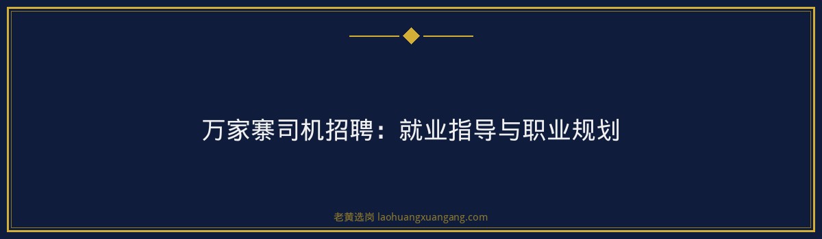 万家寨司机招聘:就业指导与职业规划 - 要点