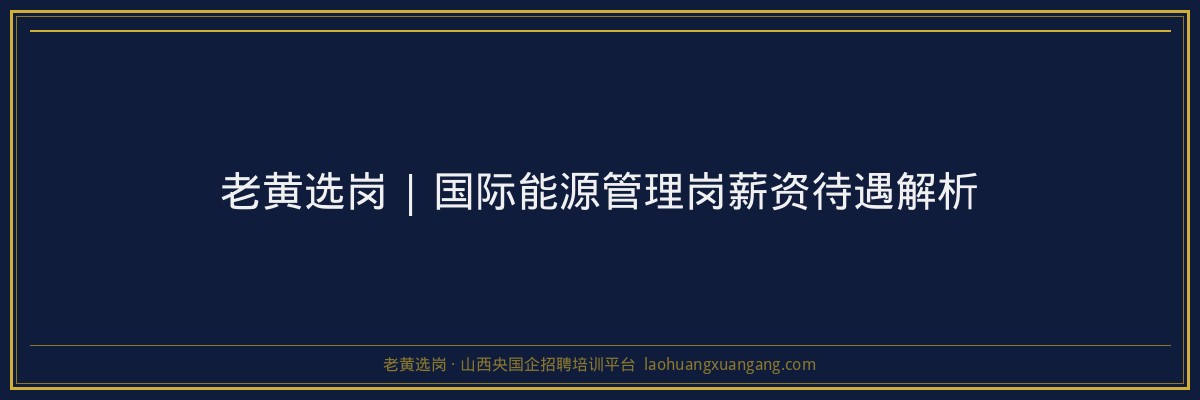 老黄选岗 | 国际能源管理岗薪资待遇解析 - 老黄选岗
