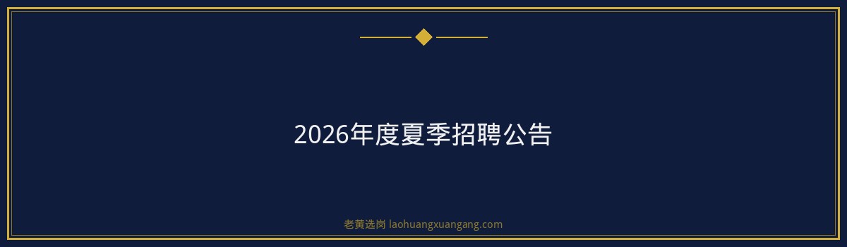 2026年度夏季招聘公告 - 要点