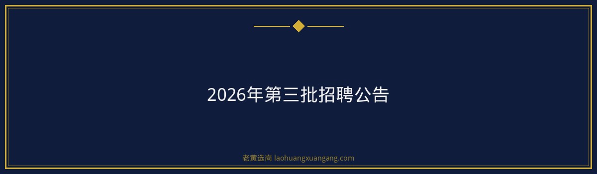 2026年第三批招聘公告 - 要点
