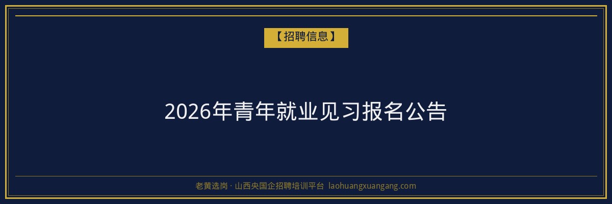 2026年青年就业见习报名公告 - 老黄选岗