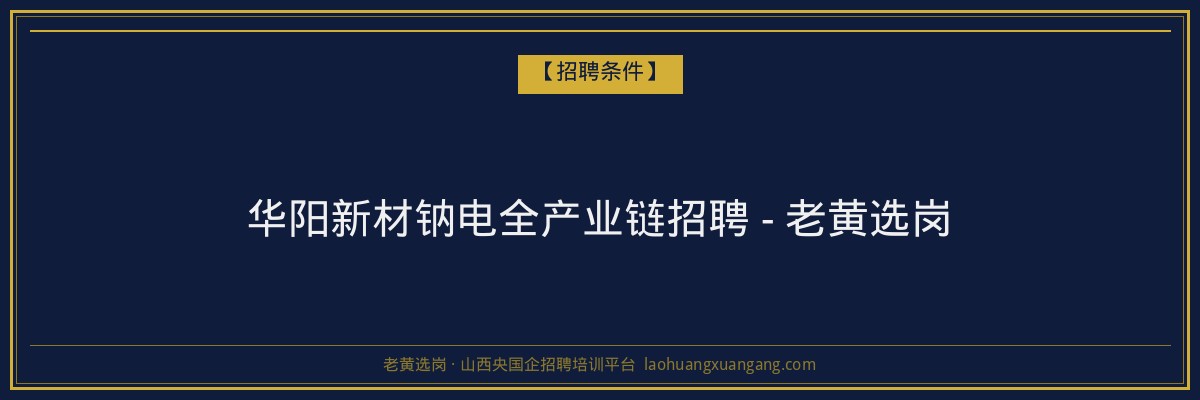 华阳新材钠电全产业链招聘 - 老黄选岗 - 老黄选岗