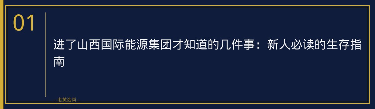 进了山西国际能源集团才知道的几件事：新人必读的生存指南 - 章节