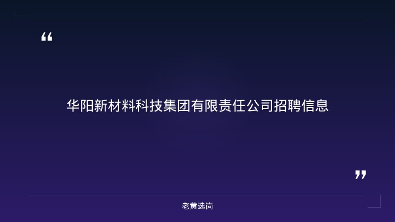 华阳新材料科技集团有限责任公司招聘-华阳新材料科技集团-老黄选岗 - 章节