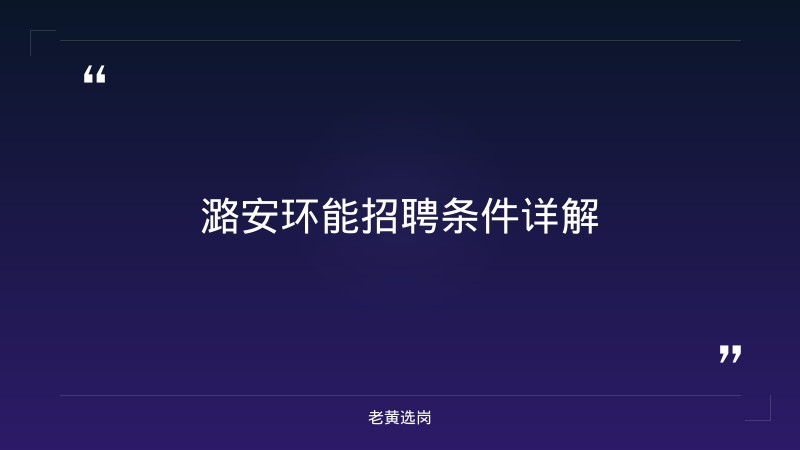 潞安环能招聘条件-老黄选岗 - 章节