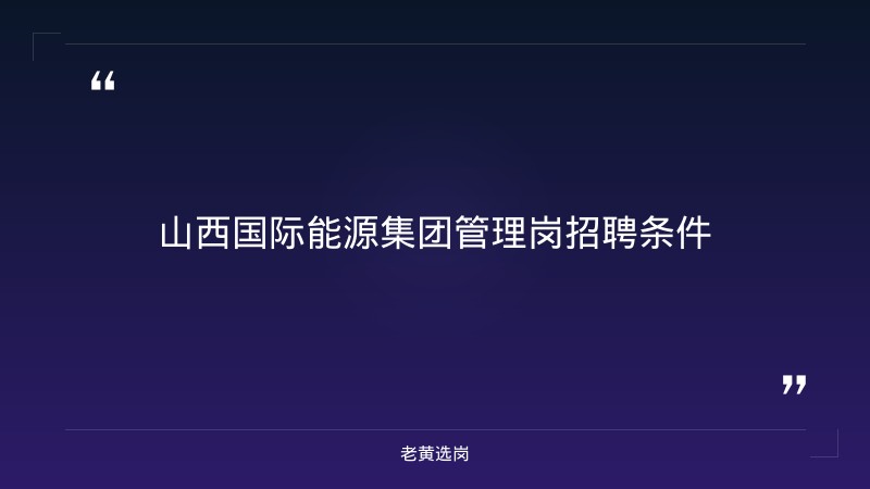 山西国际能源集团管理岗招聘条件-老黄选岗 - 章节