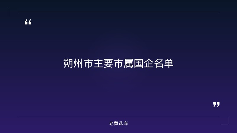 朔州市市属国企招聘2026_老黄选岗 - 要点