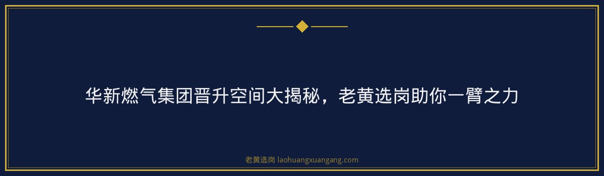 华新燃气集团晋升空间大揭秘,老黄选岗助你一臂之力 - 要点