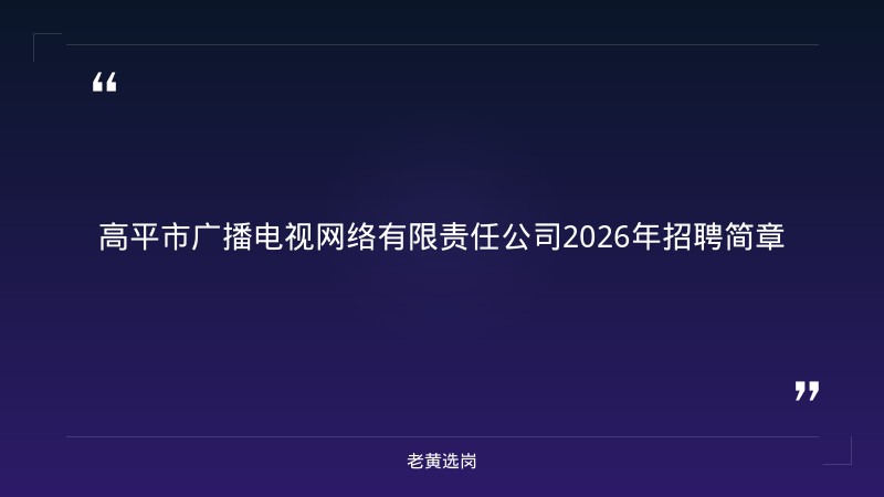 2026年招聘简章（8/25发布，高平市县属国企） - 章节