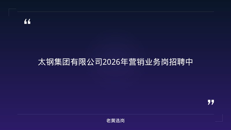 2026年营销业务岗招聘（本科以上，冶金/材料/市场营销专业，英语四级+） - 章节