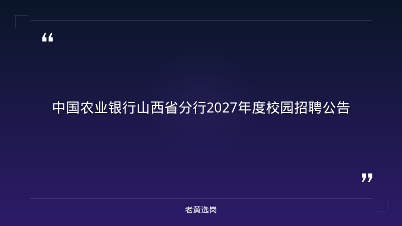 农业银行山西省分行2027年度校园招聘公告（550人） - 章节
