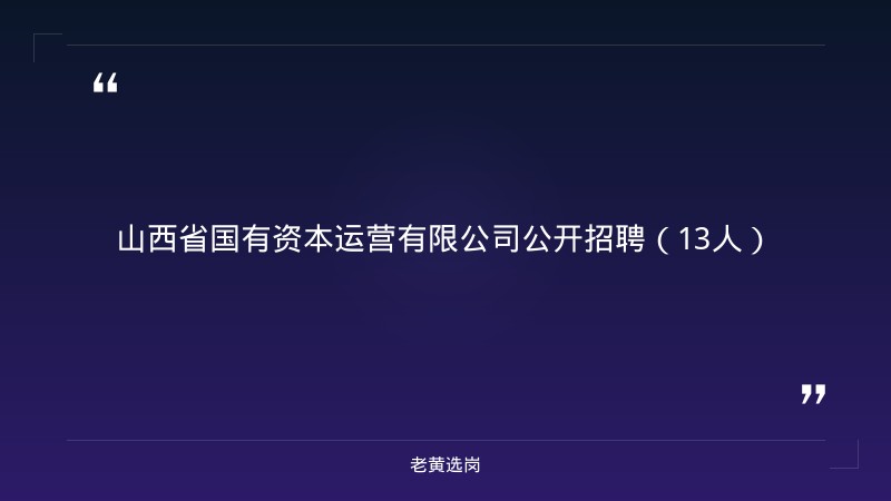 山西省国有资本运营有限公司公开招聘（13人） - 章节