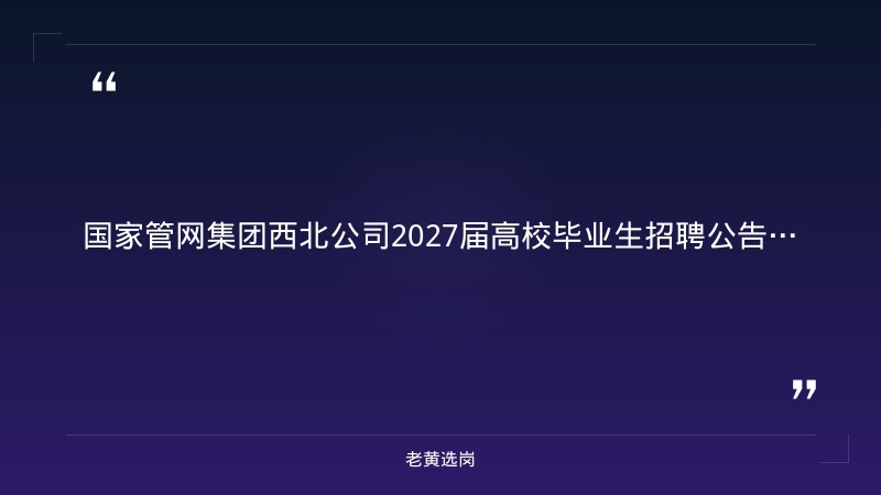 国家管网集团西北公司2027届高校毕业生招聘公告（含山西） - 章节
