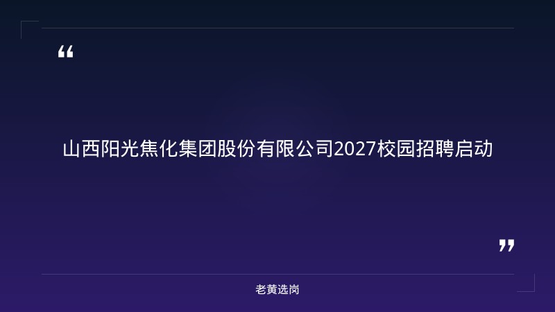山西阳光焦化集团股份有限公司2027校园招聘 - 章节