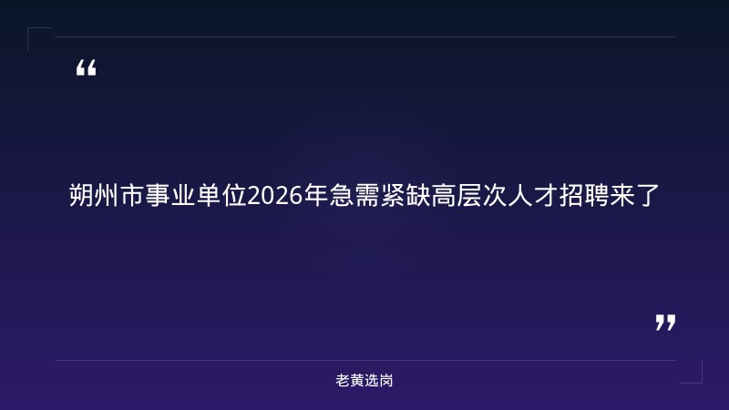 关于2026年朔州市事业单位公开招聘急需紧缺高层次...｜老黄选岗 - 章节