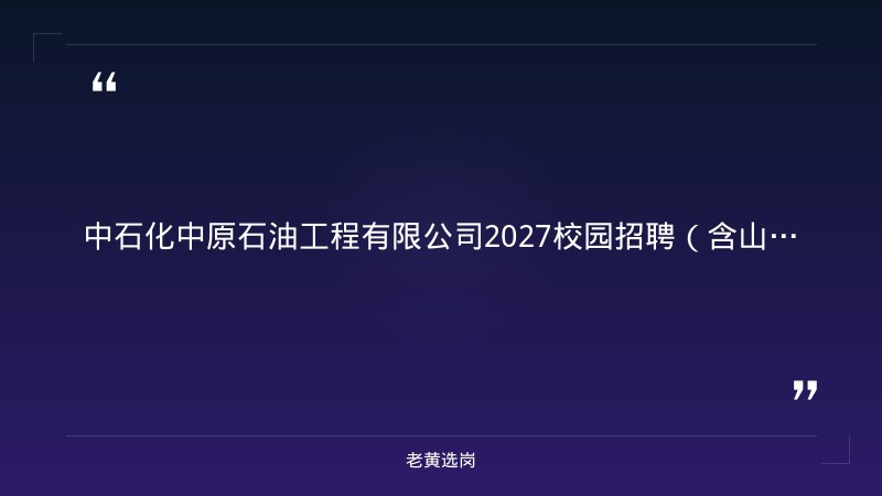 中石化中原石油工程有限公司2027校园招聘（含山西岗位） - 章节