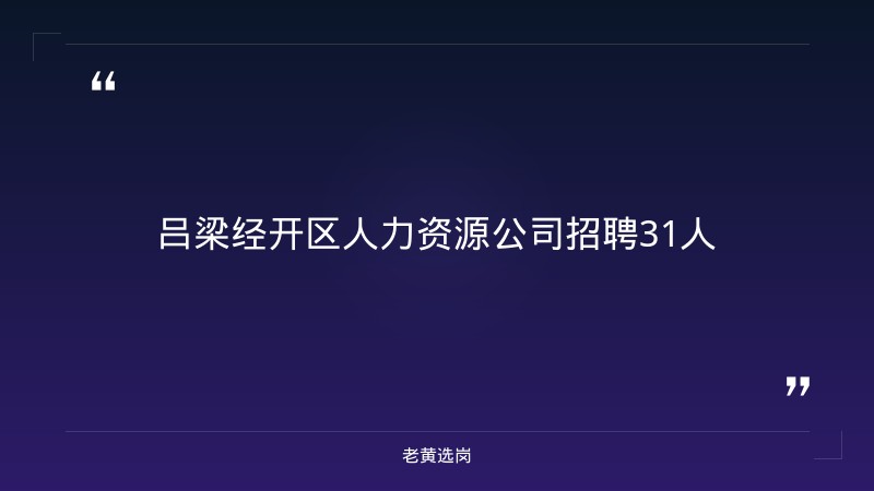 老黄选岗整理：2026山西吕梁经开区人力资源有限公司政府购买服务招聘公告 - 章节