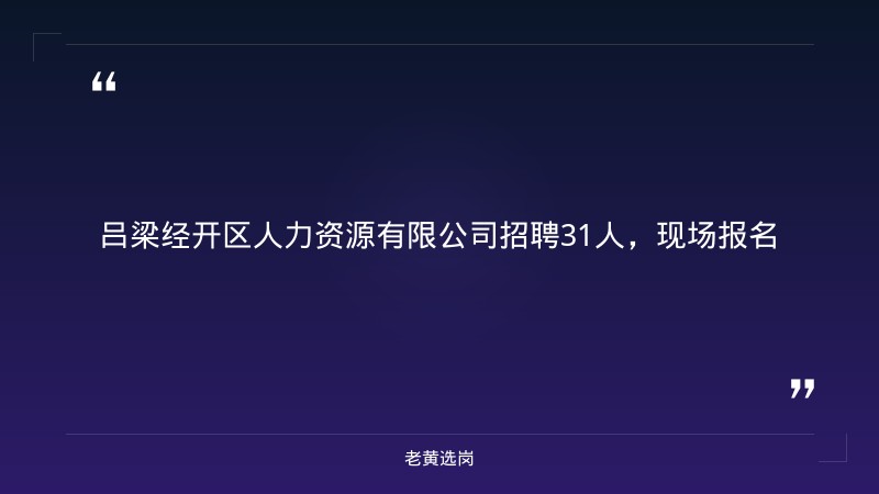 2026山西吕梁经开区人力资源有限公司政府购买服务招聘公告|老黄选岗 - 章节