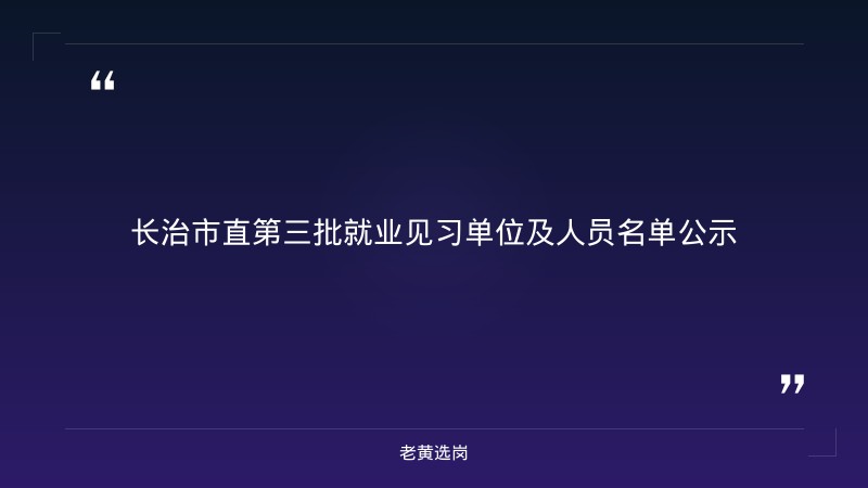 老黄选岗整理：关于2026年市直第三批就业见习单位及人员名单的公示 - 章节