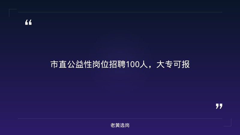 市直公益性岗位公开招聘100人——老黄选岗解读 - 章节