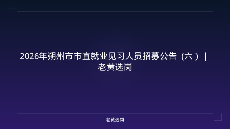 2026年朔州市市直就业见习人员招募公告  (六）｜老黄选岗 - 老黄选岗