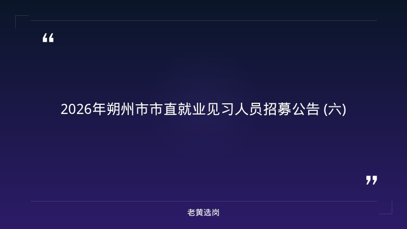 2026年朔州市市直就业见习人员招募公告  (六）｜老黄选岗 - 章节