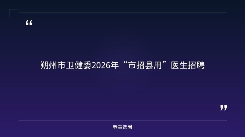 朔州市卫生健康委员会2026年公开招聘 “市招县用...——老黄选岗解读 - 章节