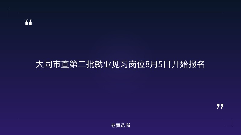 市直第二批就业见习岗位开始报名｜老黄选岗 - 章节