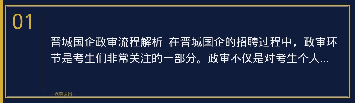 晋城国企政审流程解析:心态调整与高效备考技巧,老黄选岗助你一臂之力 - 章节