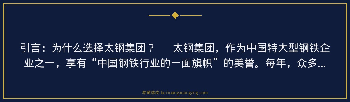 老黄选岗:太钢集团上岸培训班,助你成功进入梦想央企 - 要点